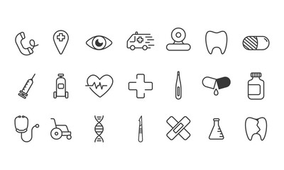 Hospital and clinic outline icon design collection