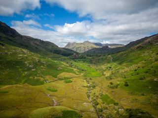 Wonderful Lake District National Park with its stunning landscape - aerial view - travel photography