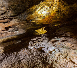 Cave Formations Reflecting in Mirror Lake, Carlsbad Caverns National Park, New Mexico, USA