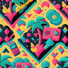 80s and 90s pattern,granular texture, background, illustration