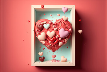 Valentine's day the day for all the lovers.  Hearts and frame mockup.