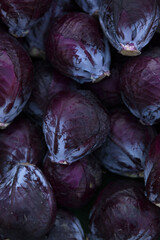 Fototapeta na wymiar Red cabbage close-up on the farmers market