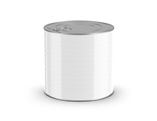 metallic tin can mock-up isolated on white background