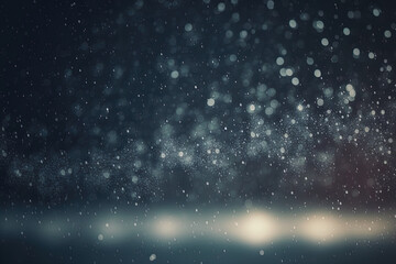Fototapeta na wymiar Realistic snowfall in a blur over a dark background. Generative AI
