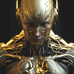 portrait of a futuristic humanoid cyborg. Generative AI