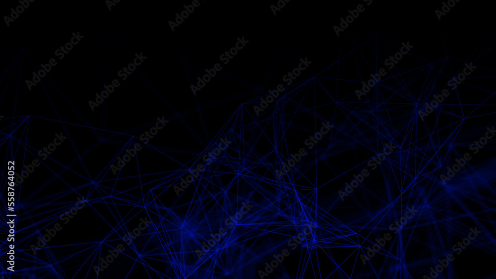 Poster Abstract plexus geometry background. Digital technology network connection concept. 3D rendered illustration.