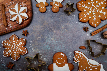 Christmas gingerbread cookies frame for christmas wishes 