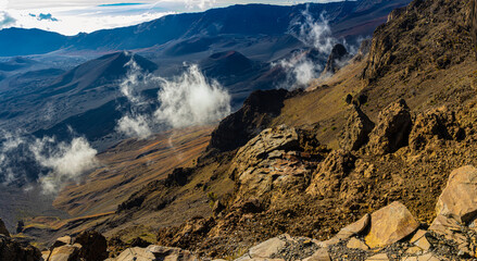 View Overlooking The Rim of Haleakala Crater, Haleakala National Park, Maui, Hawaii, USA