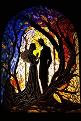A stained glass window showing two lovers - AI Generative Art