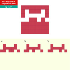 Obraz premium Find the Missing Piece. Shape completion questions, Find next shape