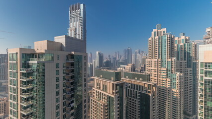Obraz premium Panorama of downtown Dubai city aerial timelapse