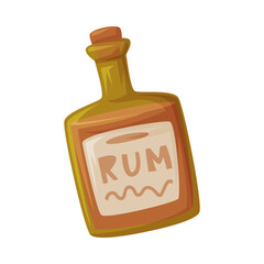 Alcohol Rum Bottle as Wild West Object Vector Illustration