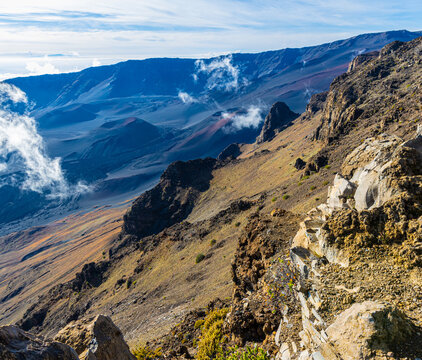 View Overlooking The Rim of Haleakala Crater, Haleakala National Park, Maui, Hawaii, USA