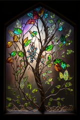 stained glass window representing rebirth and renewal - AI generative Art