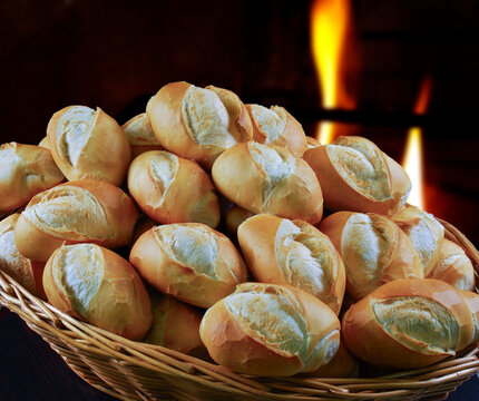 French bread basket, bakery food