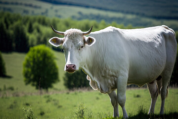 Grazing Nelore cattle in a pasture. Generative AI