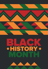 Fototapeta premium Black History Month. African American History. Celebrated annual. In February in United States and Canada. In October in Great Britain. Poster, card, banner, background. Vector illustration
