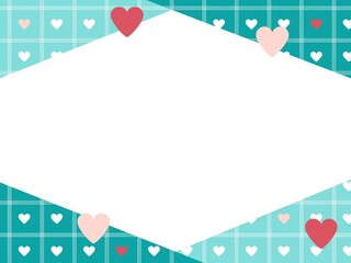 ホワイトデーなどの背景素材　ハート　チェック柄