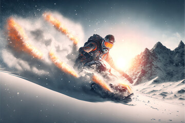 Obraz na płótnie Canvas Winter ski extreme. Skier in the mountains.