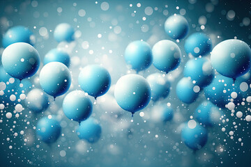 Festive background with blue balloons. Generative AI.