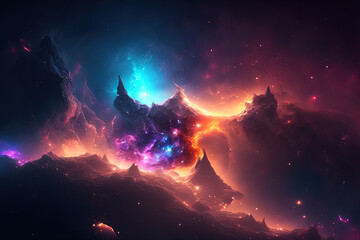 Obraz premium HD wallpaper of a galaxy nebula and stars in space. Generative AI