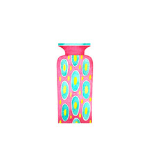 A vase with a pattern of ovals. Watercolor illustration.