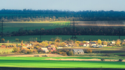 Distant farms landscape