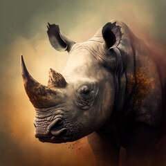 rhino in the wild - Generative AI - obrazy, fototapety, plakaty