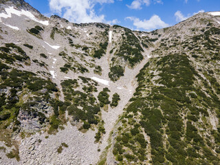 Aerial view of Pirin Mountain near Muratov peak, Bulgaria