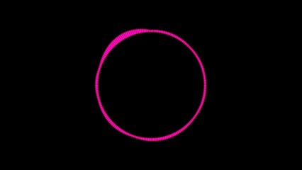Sound wave in form of pink circle isolated on black background. Line digital sound wave equalizer. Abstract Soundwave Circle Frame. Music waves oscillate. Digital Sound wave frequency Frame