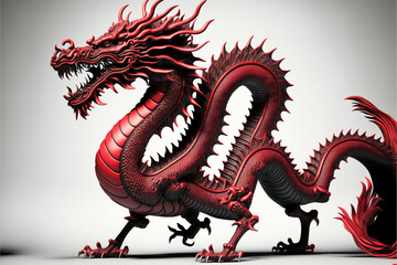 Chinese traditional dragon illustration isolated on white background, art, logo, ai