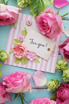 flowers and gift tag