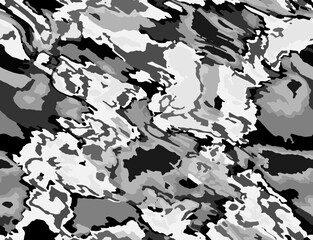 Full Seamless tie dye background pattern texture. Vector illustration Shibori. Abstract batik brush repeat pattern design Black, white, dark, grey paint splatter © MSK Design