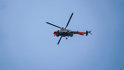 Fototapeta na wymiar Rescue helicopter in the sky