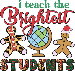 Holly Jolly Teacher Sublimation Design