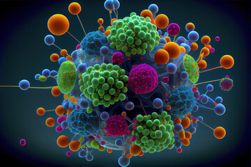 Digital art, simulating the micro motor composed of protein