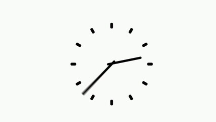 White clock with red hands on white background. Hands move quickly and move on dial. Movement. Flow of time or term. Brain stem or time sharpener. black outline.