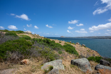 View of Granite Island rocks at Victor Harbor in South Australia
