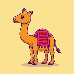 Cute Camel Cartoon Vector Icon Illustration. Animal Nature Icon 
Concept Isolated Premium Vector. Flat Cartoon Style