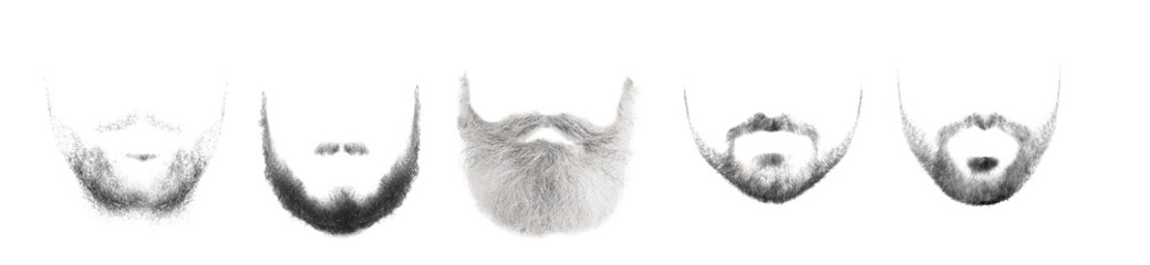Fashionable man's beards and mustaches for designers isolated on white - obrazy, fototapety, plakaty