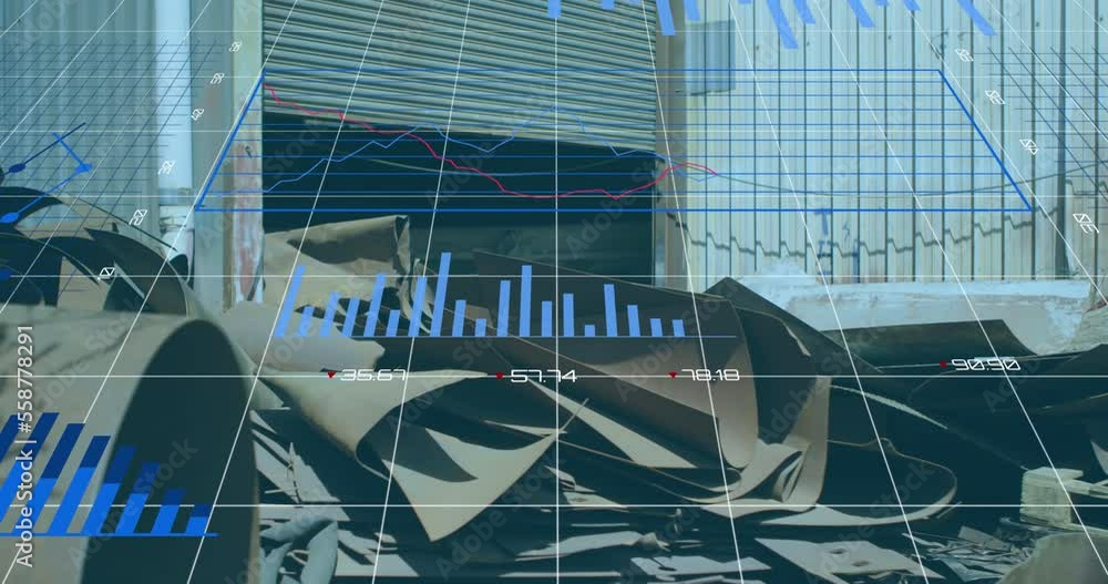 Poster animation of data processing over rubbish dump