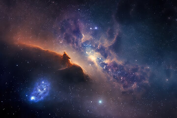 Obraz na płótnie Canvas space dust and stars in the universe's milky way galaxy. Generative AI