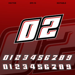 Racing number effect designs