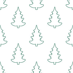 Seamless vector. Fir-tree background. New Year motif. Christmas tree ornament. Holidays wallpaper. Winter pine trees illustration. Xmas image. Pines pattern. Floral backdrop. Textile print.