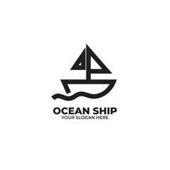 Ship or sailboat for marine company brand logo design vector template illustration