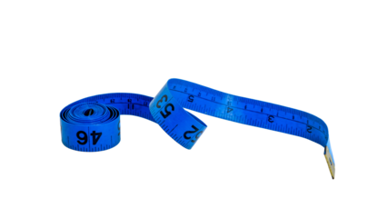 Soft tape measure in blue color cut out