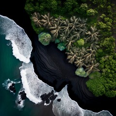 Forest Meets The Black San Beach