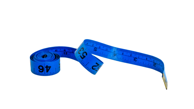Soft tape measure in blue color cut out