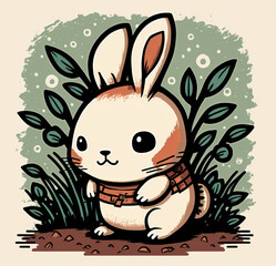 cute rabbit illustration, year of the rabbit, chinese lunar new year 2023