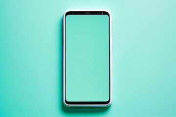Studioaufnahme von einen smartphone mit leeren Display als Platzhalter auf pastellfarbenen Hintergrund